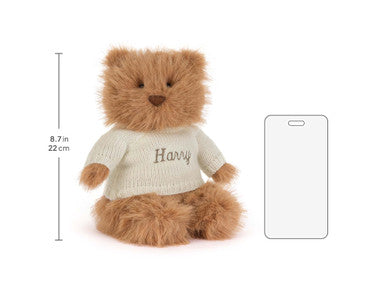 Bouffant ours Bartholomew avec pull crème personnalisé