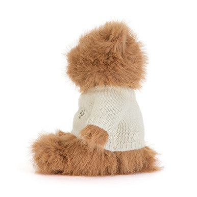 Bouffant ours Bartholomew avec pull crème personnalisé