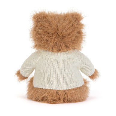Bouffant ours Bartholomew avec pull crème personnalisé