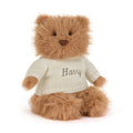 Bouffant ours Bartholomew avec pull crème personnalisé