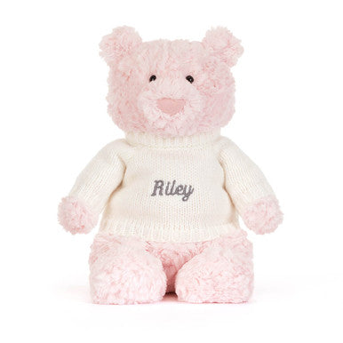 Ours Leola avec pull crème personnalisé