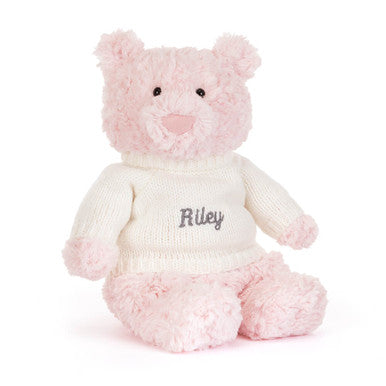 Ours Leola avec pull crème personnalisé