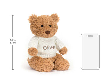Ours Bartholomew avec pull crème personnalisé