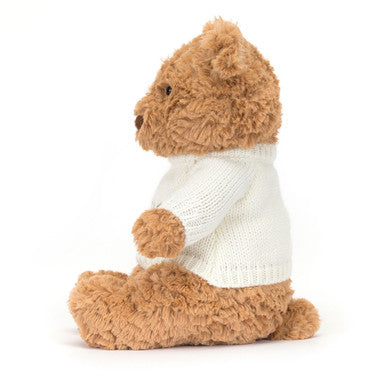 Ours Bartholomew avec pull crème personnalisé