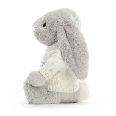 Lapin argenté timide avec pull crème personnalisé