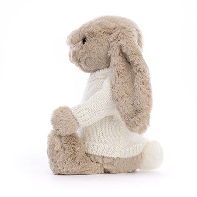 Lapin beige timide avec pull crème personnalisé