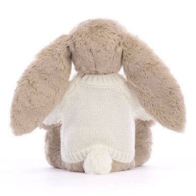Lapin beige timide avec pull crème personnalisé
