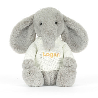 Bashful Luxe Elephant Thuddeus avec pull crème personnalisé