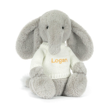 Bashful Luxe Elephant Thuddeus avec pull crème personnalisé