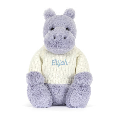 Hippopotame timide avec pull crème personnalisé