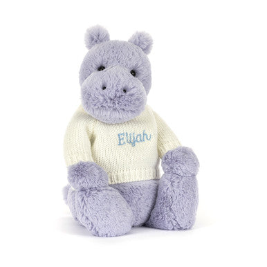 Hippopotame timide avec pull crème personnalisé