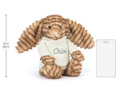 Bashful Luxe Bunny Juniper avec pull crème personnalisé