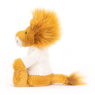 Lion timide avec pull crème personnalisé