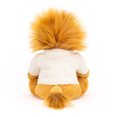 Lion timide avec pull crème personnalisé