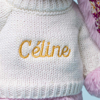 Thistlepop Blossom Luxe Bunny avec pull crème personnalisé