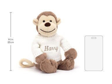 Singe timide avec pull crème personnalisé