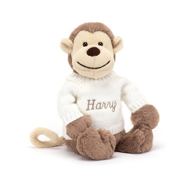 Singe timide avec pull crème personnalisé