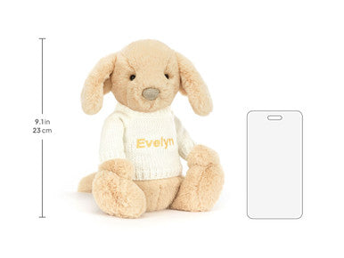 Bashful Luxe Puppy Orlando avec pull crème personnalisé