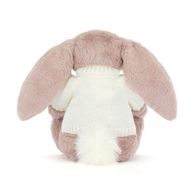 Bashful Luxe Bunny Rosa avec pull crème personnalisé