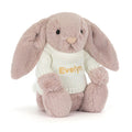 Bashful Luxe Bunny Rosa avec pull crème personnalisé