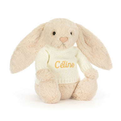 Bashful Luxe Bunny Willow avec pull crème personnalisé
