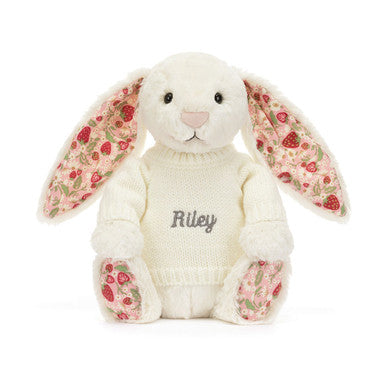 Blossom Cream Bunny 'Berry' avec pull crème personnalisé