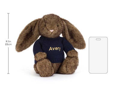 Hoppleston Luxe Bunny avec pull bleu marine personnalisé