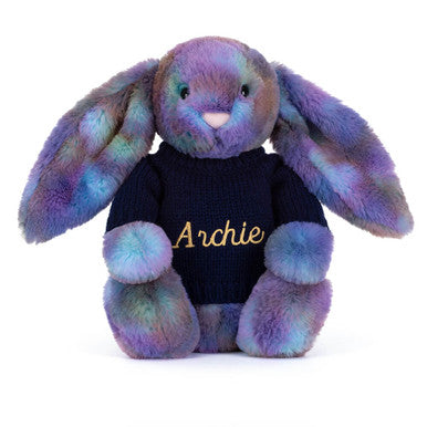 Zodihop Luxe Bunny avec pull bleu marine personnalisé
