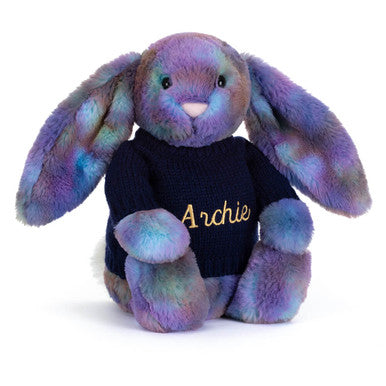 Zodihop Luxe Bunny avec pull bleu marine personnalisé