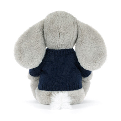 Bashful Luxe Elephant Thuddeus avec pull bleu marine personnalisé