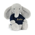 Bashful Luxe Elephant Thuddeus avec pull bleu marine personnalisé