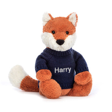 Bashful Fox Cub avec pull bleu marine personnalisé