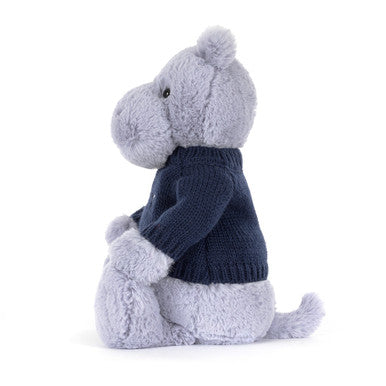 Hippopotame timide avec pull bleu marine personnalisé