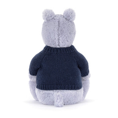Hippopotame timide avec pull bleu marine personnalisé