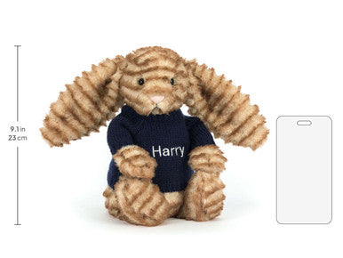 Bashful Luxe Bunny Juniper avec pull bleu marine personnalisé