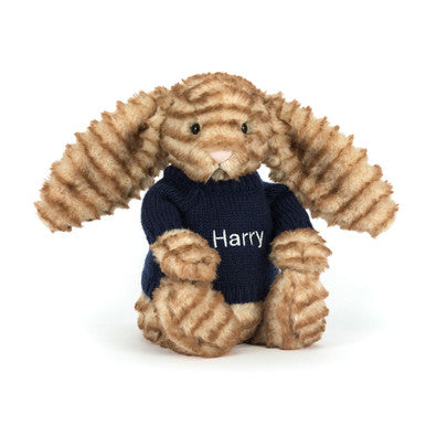 Bashful Luxe Bunny Juniper avec pull bleu marine personnalisé