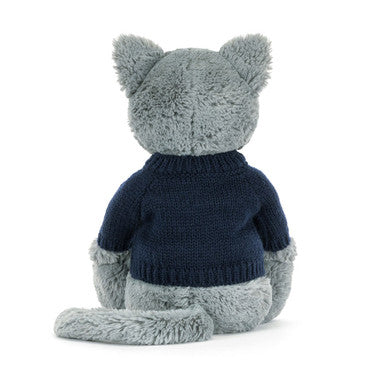 Chaton timide avec pull bleu marine personnalisé