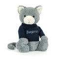 Chaton timide avec pull bleu marine personnalisé