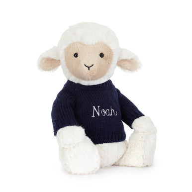 Agneau Skipson avec pull bleu marine personnalisé