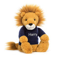 Lion timide avec pull bleu marine personnalisé