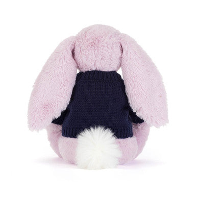 Thistlepop Blossom Luxe Bunny avec pull bleu marine personnalisé