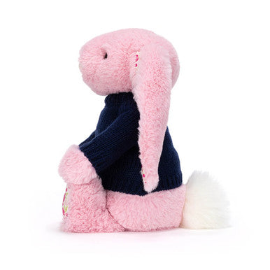 Blushkin Blossom Luxe Bunny avec pull bleu marine personnalisé