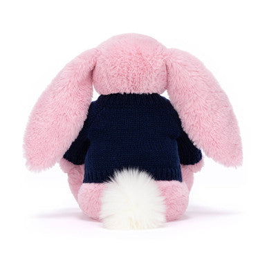 Blushkin Blossom Luxe Bunny avec pull bleu marine personnalisé