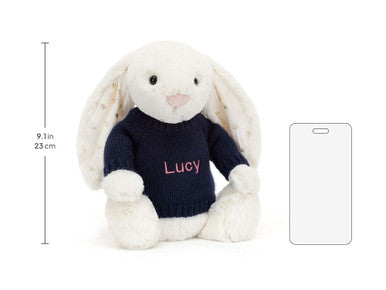 Bashful Twinkle Bunny avec pull bleu marine personnalisé