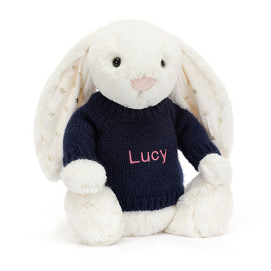 Bashful Twinkle Bunny avec pull bleu marine personnalisé