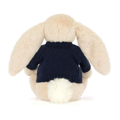 Bashful Luxe Bunny Willow avec pull bleu marine personnalisé