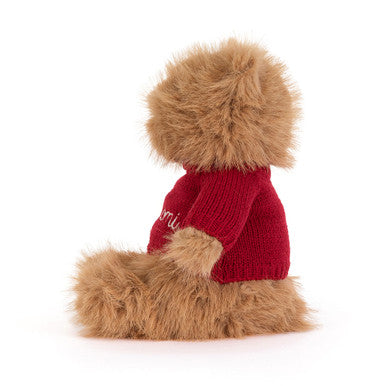 Bouffant ours Bartholomew avec pull rouge personnalisé