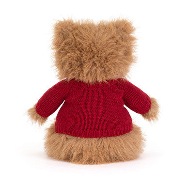 Bouffant ours Bartholomew avec pull rouge personnalisé
