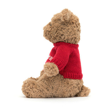 Ours Bartholomew avec pull rouge personnalisé