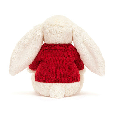 Lapin crème timide avec pull rouge personnalisé